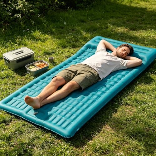 Mat Your Portable Chill Thick Sleeping Pad For Camping Self Inflating Travel Air Mattress With Lightweight Portable Tent Bed For Outdoor (Sky Blue, A) — view 2