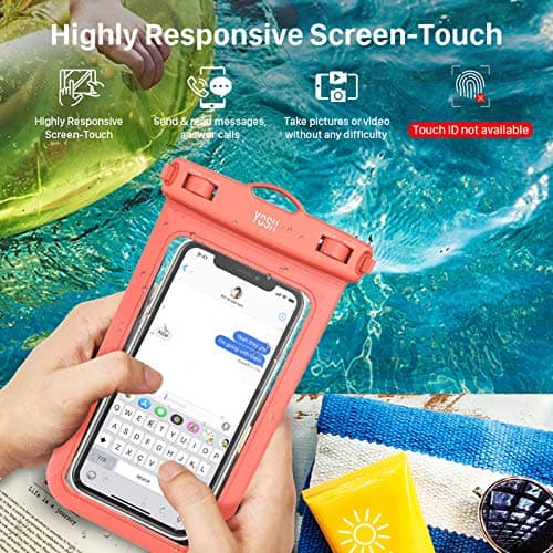 YOSH IPX8 Waterproof Phone Case 2 Pack, Fits Up to 7.0", Green & Orange — view 5