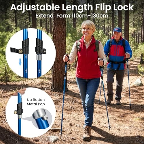 GREENSAPPIRE Walking Poles, 2 Pack Lightweight Collapsible Trekking Poles, Adjustable Hiking Sticks 108–130 cm, 7075 Aluminum with EVA Foam Grip & Padded Wrist Straps for Hiking, Camping & Backpacking — view 4