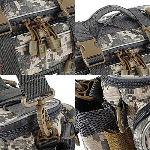 Heavy Duty Fishing Tackle Bag 1000D Oxford Waterproof Insulated Multi-Pockets Fishing Bags and Holdall Storage Bag Carryall for Outdoor Fly Carp Sea Fishing Accessoris Rod Lures Gear Bag (Camouflage) — view 4
