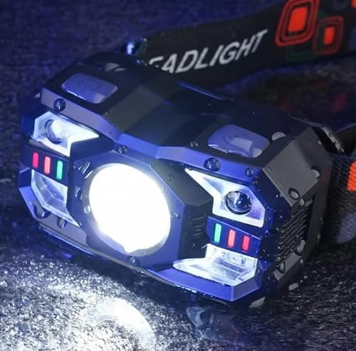 Head Torch, Water Resistant, Bright White, Hand Motion Sensor, Red/Flashing Modes, Brightness Adjustment, USB Rechargeable Waterproof LED Head Torch. Camping, Cycling, Running, Fishing, Night time. — view 4