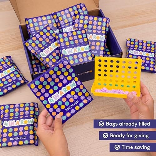 BONNYCO 4 in a Row Pack of 16 Party Bag Fillers for Kids Age 3-12. Mini Travel Toys, Birthday Party Favours, Classroom Rewards for Primary Pupils, Stocking Fillers — view 2