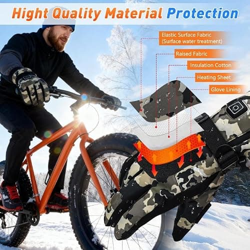 COVVY Heated Gloves for Men Women, 7.4V 3000mAH Rechargeable Battery Touchscreen Ski Heating Gloves, 3 Adjustable Heating Levels, Hand Warmer for Winter Skiing Hunting Cycling Camping (L) — view 4