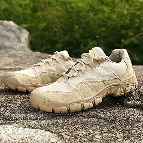 LZQpearl Men's Trekking & Hiking Shoes, Outdoor Walking Shoes for All-season, Lightweight Low Top Sports Shoes, Climbing, Travelling, Fishing Camping, Running (Beige,46 (UK 9.5)) — view 2