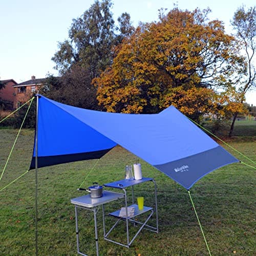 Eurohike Universal Tarp Shelter with 2 King Poles & Multiple Height Options, Hammock Tent, Sun Shade, Ideal for Backpacking, Hiking, & Wild Camping, 1500mm HH, Blue, 2.1m x 1.5m — view 5