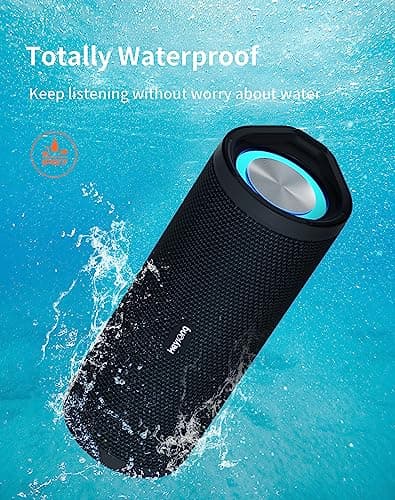 HEYSONG Portable Bluetooth Speaker, Waterproof Outdoor Speakers with LED Light, Enhanced Bass, IPX7 Floating, 40H Play, TF Card, True Wireless Stereo for Party, Shower, Biking, Gifts for Men — view 2