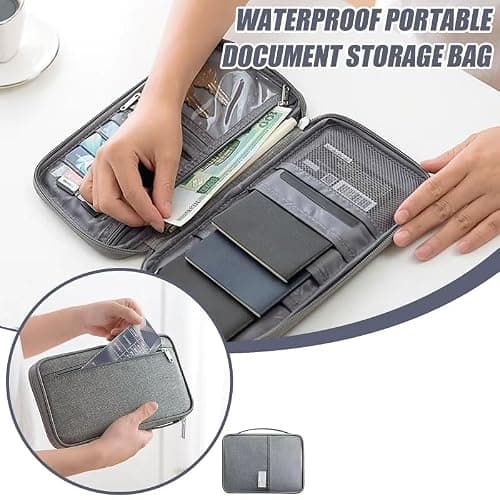 Passport Holder Travel Wallet, Large Capacity Travel Document Holder, Water-Resistant Portable Travel Wallet Organiser for Cash Passport ID Card Credit Cards Flight Ticket Pen - Gifts for Men & Women — view 2
