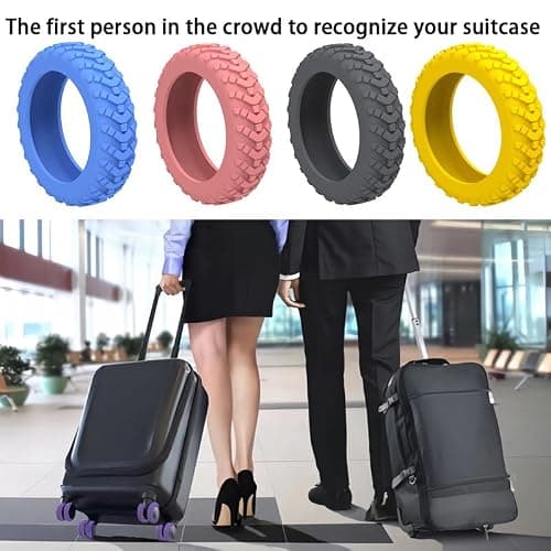 EHOTER Luggage Compartment Wheel Protection Cover, 8Pcs Luggage Wheels Silent Protection Cover, Wave Yellow — view 4