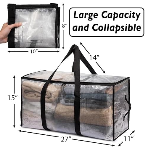 ClearSpace Heavy Duty Moving Bags or Storage Bins with Lids, Clear, 4 Pack — view 3