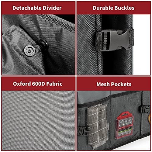Vinsani Deluxe Car Boot Storage Organiser Bag Anti Slip Foldable Large Tool Box Interior Accessories Declutter Solution Sport Camping Kit Organizer - Suitable for All Vehicles (Grey) — view 6