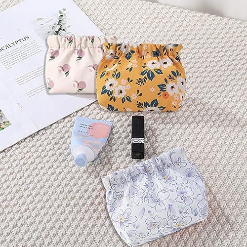 MFCGHXR 6 PCS Pocket Cosmetic Bag, Self-Closing Shrapnel Small Makeup Pouch, Waterproof Travel Makeup Cosmetic Pouch, for Handbag Purse Earphones Coin Lipstick Cosmetic Accessories Organizer — view 6