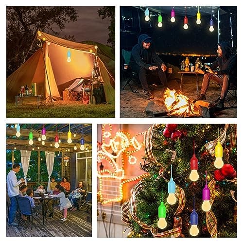 6 Pack LED Pull Cord Light Bulb, Battery Operated, Portable Hanging Pull Cord Lamp, for Wedding, Festival, Outdoor, Camping, Garden Parties, Decoration(Warm White) — view 6