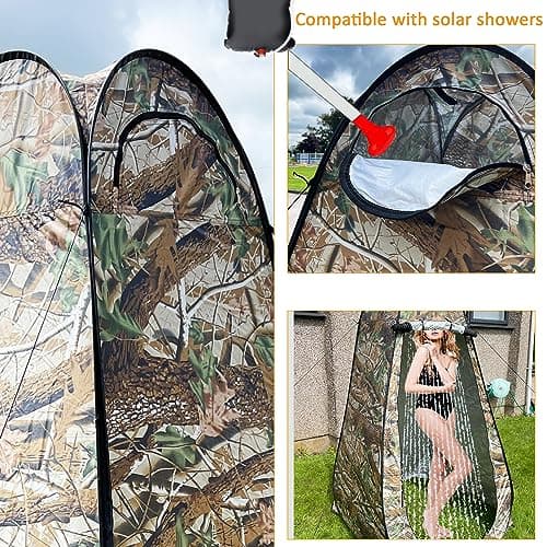 Crystals Pop Up Tent, Privacy Camping Toilet Tent Waterproof Anti-UV for Outdoor Fishing Beach Shower Toilet with Carrying Zippered Bag, Instant Quick Setup, Camouflage — view 2