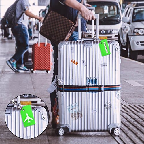 5PCS Luggage Tag with Name Card,Green Silicon Luggage Tags to Suitcase — view 4