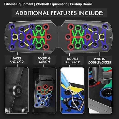 Push Up Board with Resistance Bands – 20 in 1 Foldable Press Up Board, Portable Home Workout Equipment for Men & Women, Fitness Gym Equipment, Pushup Bars, Strength Training, Gym Gift — view 5