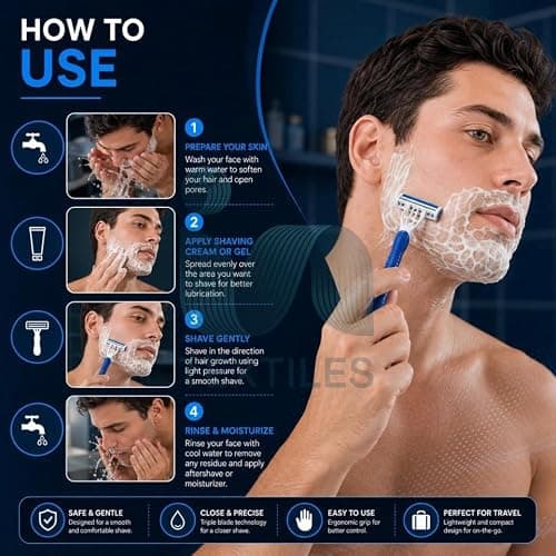 Max 3 Pack Disposable Shaving Razors Plastic Shavers for Men Travel Grooming Personal Care Lightweight Portable Razors 2898 — view 4