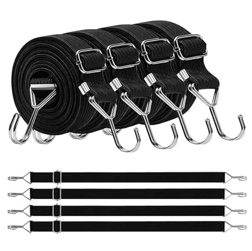 4Pcs Long Bungee Cords with Hooks, 3m Adjustable Heavy Duty Elastic Rope