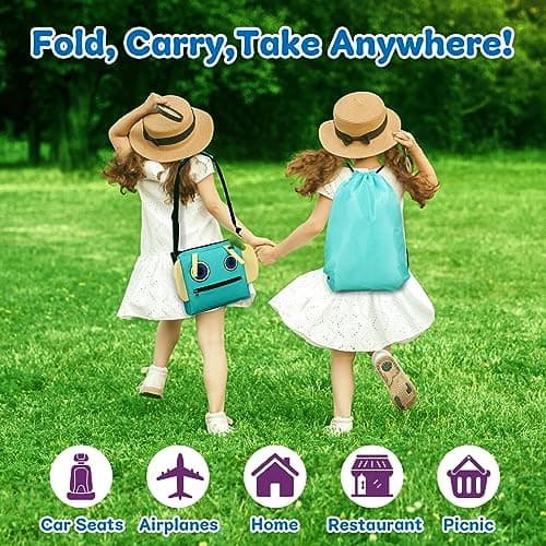 COOLJOY Kids Travel Tray for Toddler Car Seat, 2 in 1 Kids Lap Tray with Robot Backpack and Transparent Erasable Surface, Play Trays for Cars, Educational Travel Toys for Kids Toddlers Boys Girls — view 5