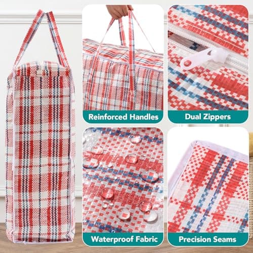 10 Pack XL Extra Large Strong Laundry Storage Bags With Zip, 60x50x18CM — view 5