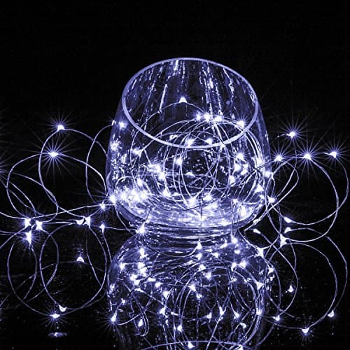 BXROIU Fairy String Lights Battery Operated,2 Pack 50 LED Cool White — view 4