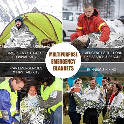 KAHEIGN 14Pcs Emergency Foil Blanket, 160CM x 210CM Emergency Mylar Thermal Blanket Silver Highly Reflective Foil Film Survival Blankets for Outdoor Camping Hiking Survival Marathons or First Aid — view 6