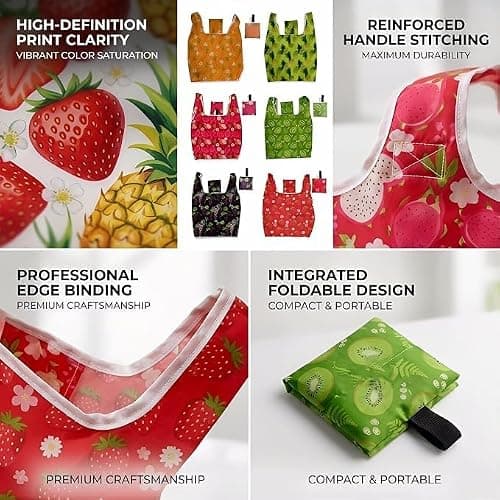 6 Pcs Foldable Shopping Bag Reusable Grocery Bag for Household Daily Using — view 5