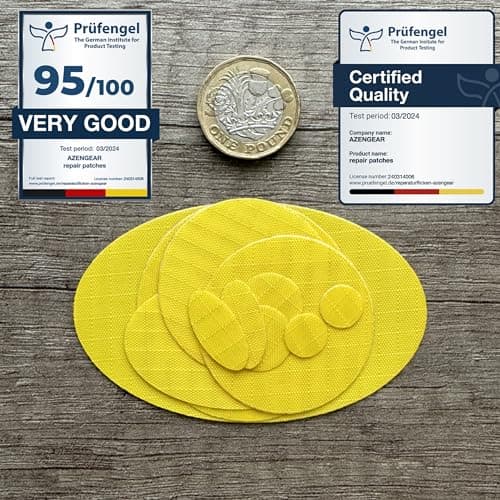 Stick-On Repair Patches for Down Jackets, Tents, 11 Pcs, Waterproof, Yellow — view 6