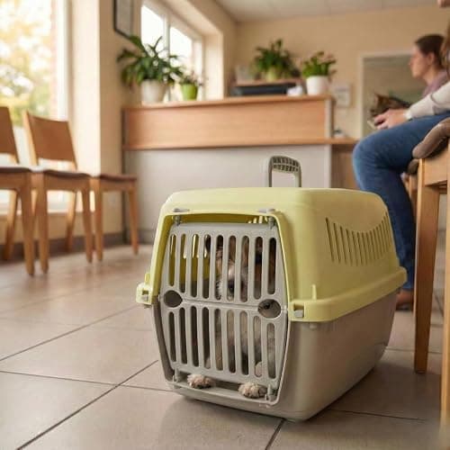 URBNLIVING Transportini Pet Carrier Travel Crate for Cats & Small Dogs | Portable Lightweight Cage with Ventilation | Pastel Design - Large - yellow — view 3