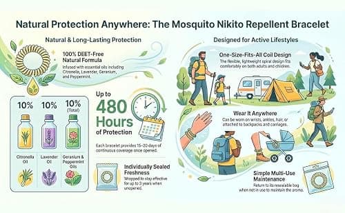 Mosquito Nikito Repellent Coil Bracelet, Pack of 14, Mixed, Up to 480 Hours Protection — view 2