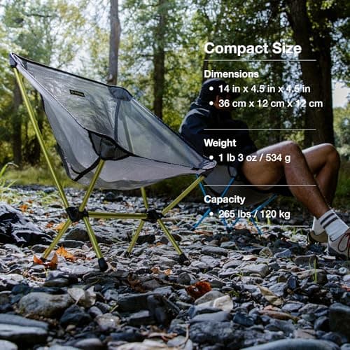 Helinox Chair Zero LT, 1.12 lbs Lightweight Camping Chair, Durable Ripstop, Compact Size, Portable and Packable Seat, Strong and Ultralight Frame, Backpacking Travel Essential, Cyan — view 5