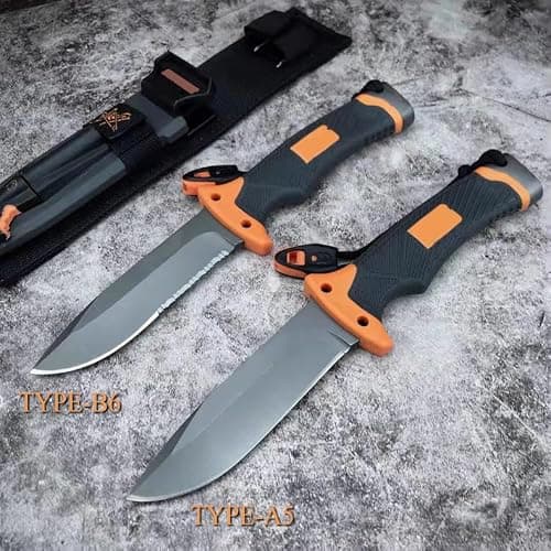 BKGDO High Carbon Steel Multi-Functional Outdoor Tool - Lightweight with Rubber Handle, Hand-Stitched Sheath, Perfect for Hunting, Climbing, Adventure, Rescue, Camping - Ideal Men's Gift (TYPE-B6) — view 5