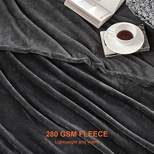 EHEYCIGA Double Fleece Throw Blanket for Sofa 150x200cm, Charcoal — view 3