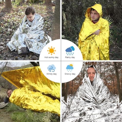 flintronic 3 Packs Emergency Foil Blanket, Windproof & Lightweight Thermal Blanket, Portable Survival Blanket for Outdoors,Hiking,First Aid,Marathons (Silver,160 x 210cm) — view 6
