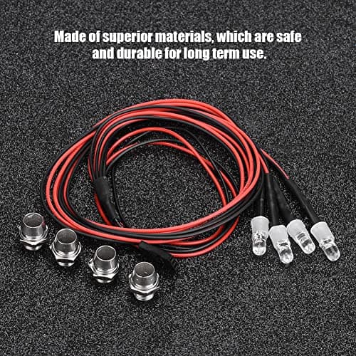 RC Car LED Lights, 4Pcs 5mm Headlight Taillight Headlamp Set for 1/10 Model Car Truck Accessory(13# White Light + Red Light) — view 5