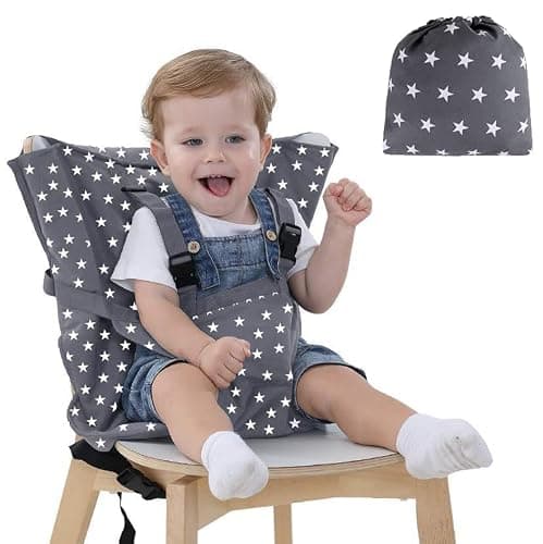 Portable Baby High Safely Seat Harness for Toddler Infant High Chair Fixed and Fallproof Baby Travel Essential High Booster Seat with Adjustable Straps Shoulder Belt Travel High Chair for Toddlers 1-3