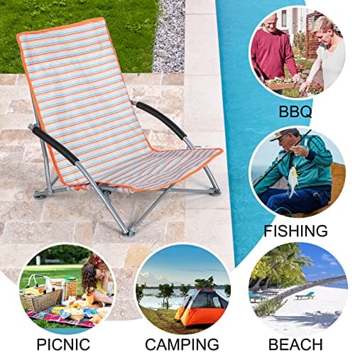 Unibos Set of 2 Folding Low Camping Chair, Lightweight,Foldable,Portable Garden Beach Chair Perfect for Camping,Garden,Festivals,Fishing,Caravan Trips and BBQs (Pink Multi) — view 4