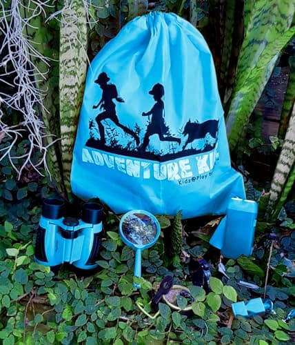 Adventure Kidz Outdoor Exploration Kit, Children’s Binoculars, Flashlight, Compass, Fox Whistle, Magnifying Glass, Backpack. Great Gift Set for Educational, Pretend Play, Ages 3+ Boys Girls (Blue) — view 4