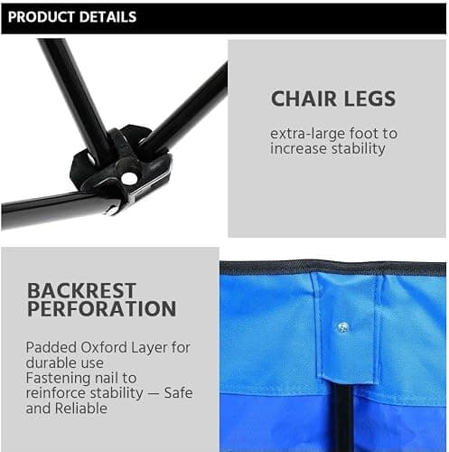 Yaheetech 6-Seat Folding Bench with 2 Hanging Bags & Carry Bag, Blue — view 6
