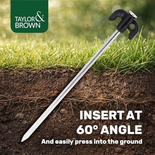 Taylor & Brown 20 Pack Heavy Duty Tent Pegs - Durable Galvanised Steel Ground Stakes Rust-Resistant Tent Pegs Metal Heavy Duty for Camping, Gazebos, Hiking & Outdoor — view 4