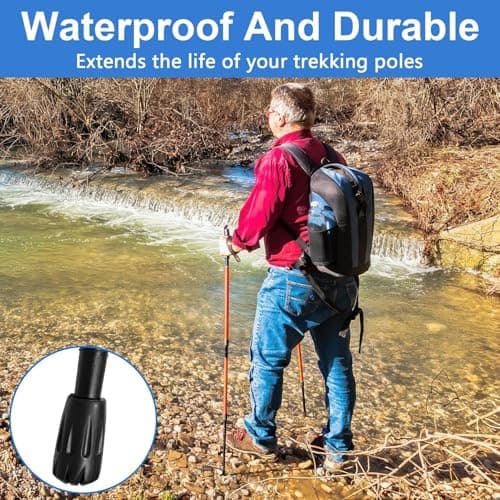 6 Pcs Rubber Trekking Pole Tips, Non-Slip Walking Stick Ferrules for Hiking — view 5