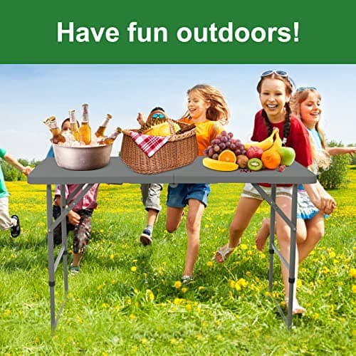 Rainberg 4ft Heavy Duty Folding Table, Tabletop & Sturdy Metal Frame, Foldable Table with Handle, Waterproof, Portable, & Easy Assembly, Ideal for Parties, BBQ, Camping, Beach, Indoor & Outdoor Use — view 5