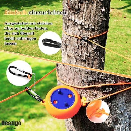 Heatigo 8M Portable Camping Retractable Clothes Line Clothes Airer for Holiday Outdoor, Bathroom, Laundry Room, Garden or Travel — view 4