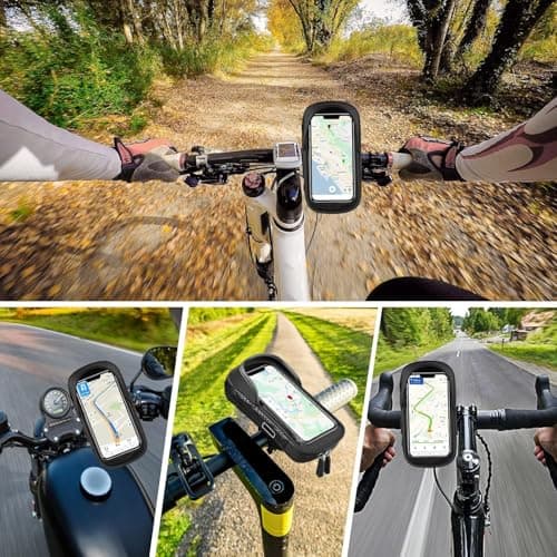 selling united Waterproof Bike Phone Mount, 360° Rotation Handlebar Holder with Rain Cover, Compatible with Smartphones up to 7 inches, Touchscreen Compatible — view 6