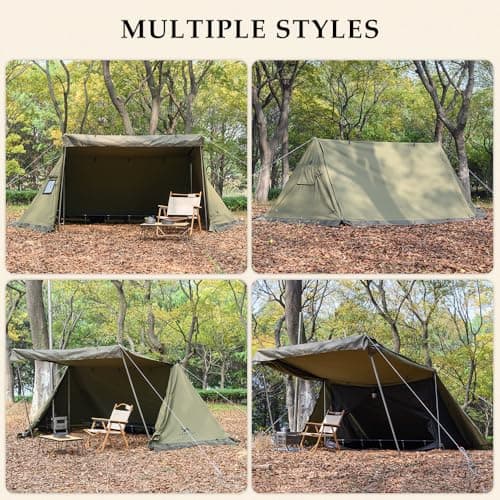 TOMOUNT Cotton Canvas Tent 1-2 Person, Waterproof, Windproof with Porch Awning & Snow Skirt - Lightweight Spacious for Camping, Hiking & 4-Season Outdoor Activities — view 5