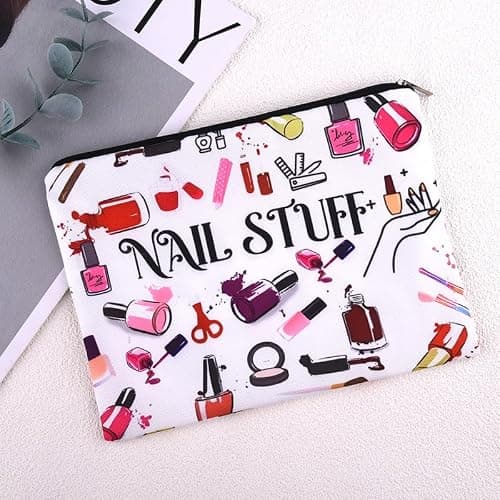 Nail Stuff Manicure Organiser Bag for Women Nail Polish Tool Accessories Organiser Pouch for Manicurist DIY Nails Art Storage Bag for Girls Portable Travel Manicure Canvas Makeup Bags — view 3