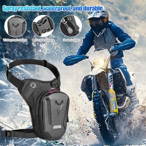 YYTECH Motorcycle Leg Bag with LegStrap, Drop Leg Bag, Motorcycle Thigh Bags for Men Women, Multifunctional Waist Pack, EVA Hardshell Durable Hiking Waist Pack for Cycling, Riding, Running, Traveling — view 3