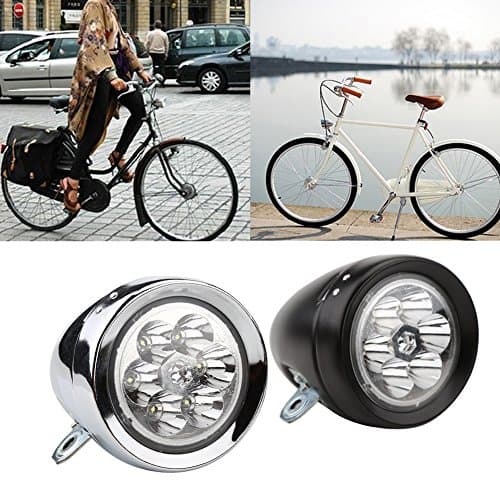 Bike Vintage Headlight, 6 LED Bike Front Light Retro Bicycle Headlight With Bracket Silver — view 6