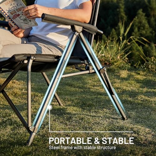 TIMBER RIDGE Folding Camping Chair for Adults Padded High Back 150kg Black — view 4