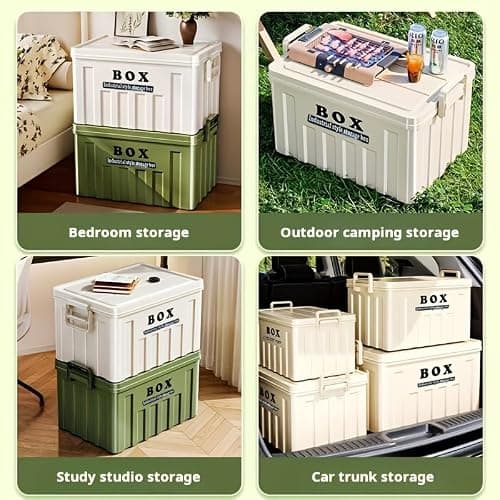 Minifactory Industrial Style Storage Box with Lid – Large Capacity Foldable Clothes Storage Organizer with Handles, Thickened & Durable for Bedroom Wardrobe, Travel, Car Boot, Outdoor (White) — view 5