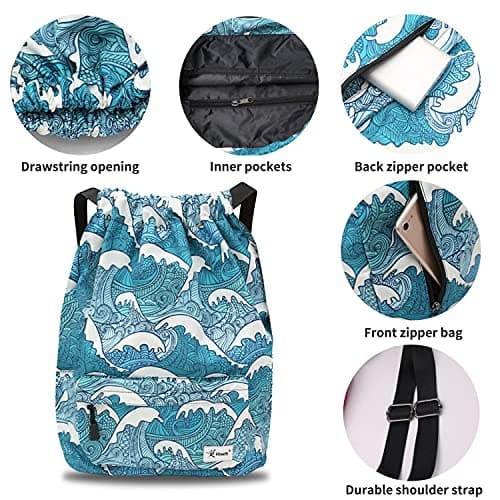 Risefit Waterproof Drawstring Bags String Backpack, Swim Bags PE Gym Bags Sports Backpacks Swimming Bags for Adults, Kids - Men Women Girls Boys — view 2